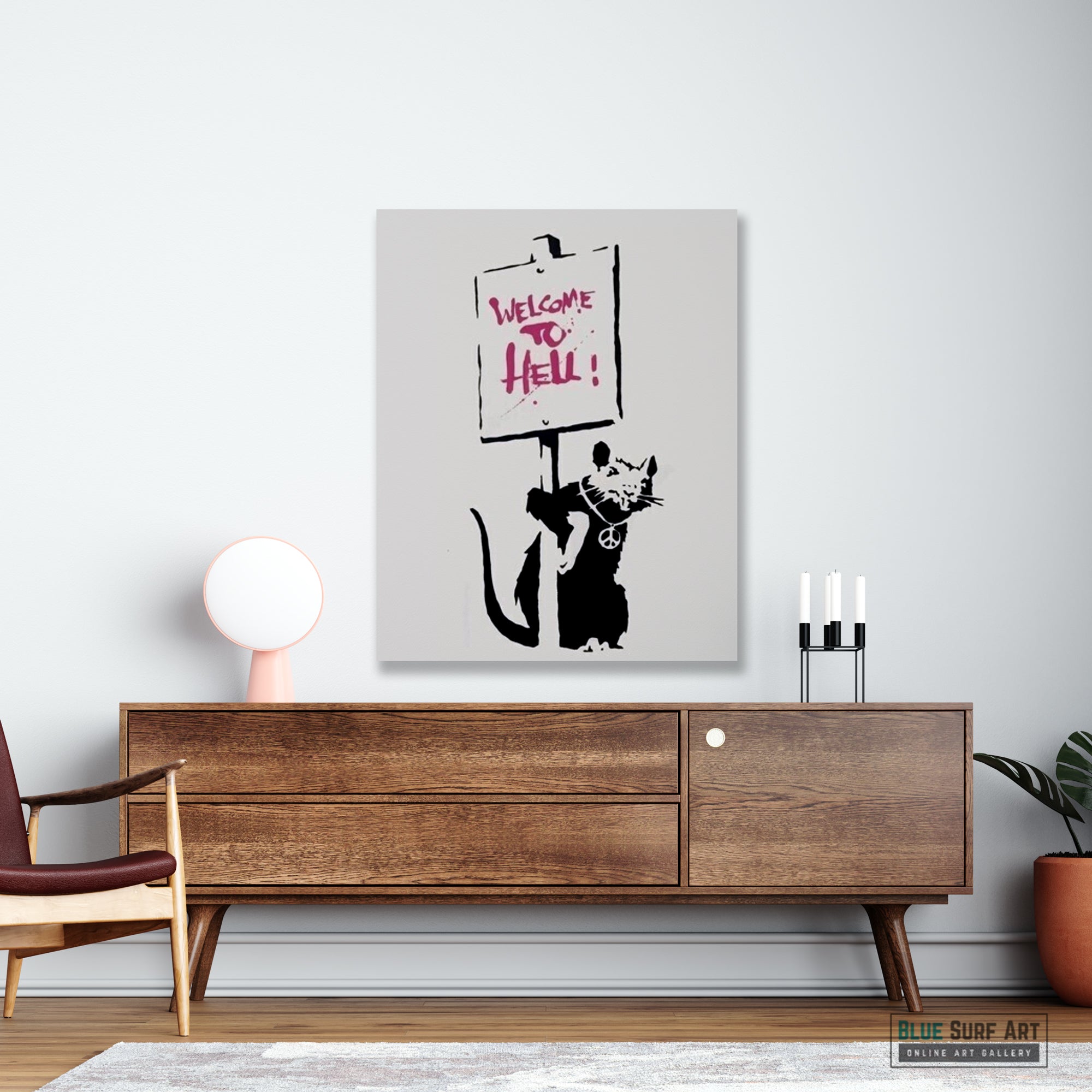 Banksy Rat Welcome to Hell Street Art Banksy Art for Sale 100% Handmade 