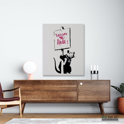 Banksy Rat Welcome to Hell Street Art Banksy Art for Sale 100% Handmade 