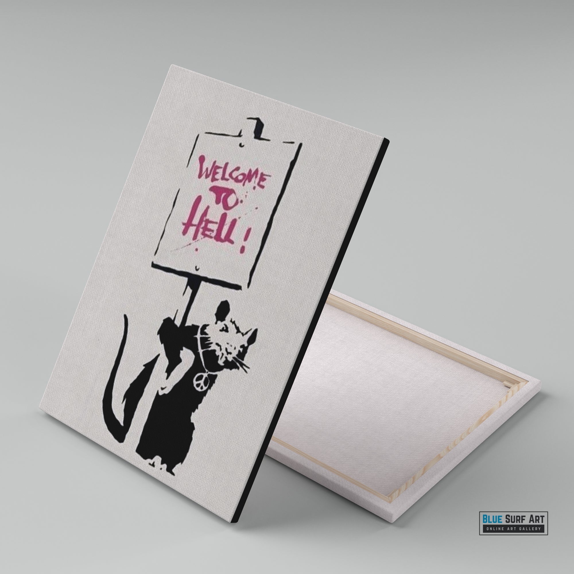 Banksy Rat Welcome to Hell Street Art Banksy Art for Sale 100% Handmade 