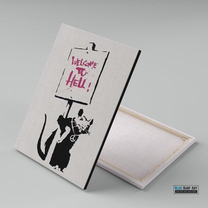 Banksy Rat Welcome to Hell Street Art Banksy Art for Sale 100% Handmade 
