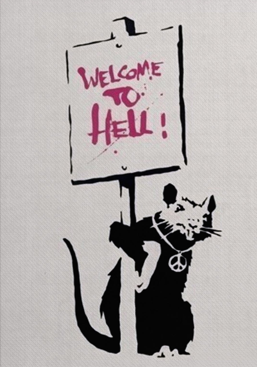 Banksy Rat Welcome to Hell Street Art Banksy Art for Sale 100% Handmade 