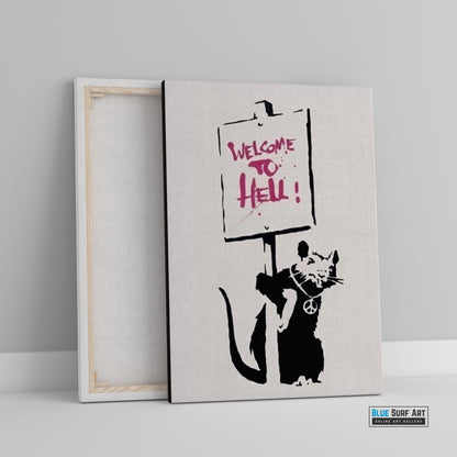 Banksy Rat Welcome to Hell Street Art Banksy Art for Sale 100% Handmade 
