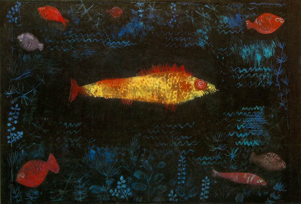The Goldfish, 1925 by Paul Klee. Paul Klee Artworks, Paul Klee oil painting, Paul Klee masterpiece, Paul Klee reproduction, Paul Klee wall art, abstract wall art decor