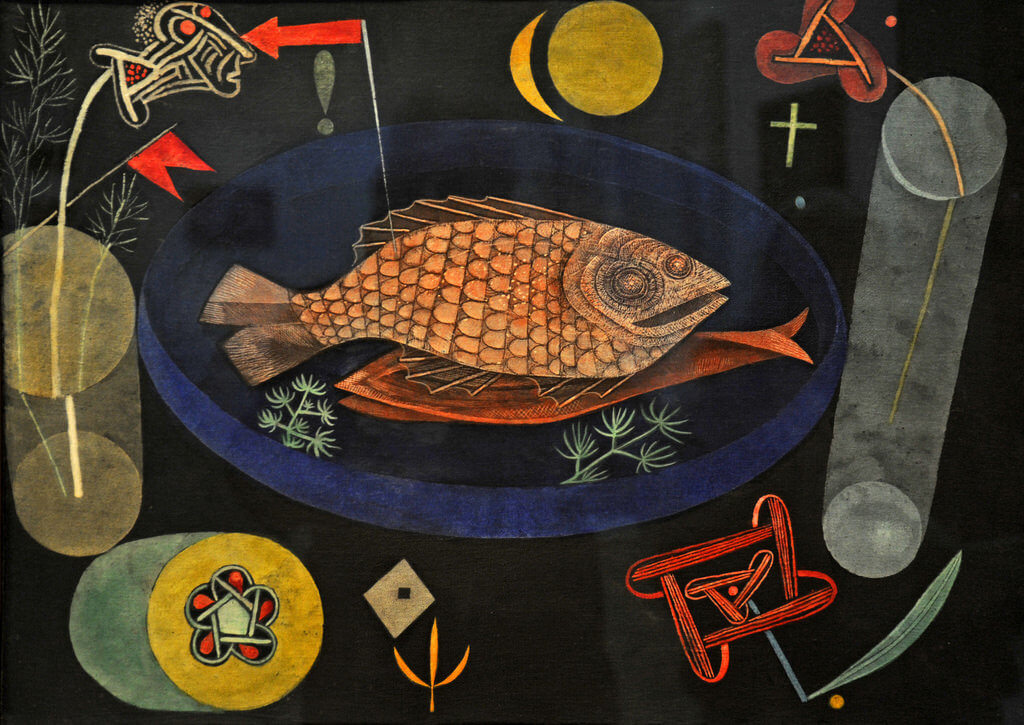 Around the Fish, 1926 by Paul Klee. Paul Klee Artworks, Paul Klee oil painting, Paul Klee masterpiece, Paul Klee reproduction, Paul Klee wall art, abstract wall art decor
