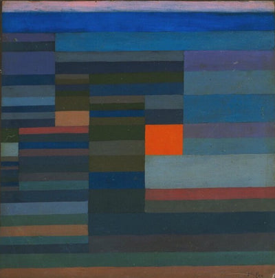 Fire in the Evening, 1929 by Paul Klee. Paul Klee Artworks, Paul Klee oil painting, Paul Klee masterpiece, Paul Klee reproduction, Paul Klee wall art, abstract wall art decor
