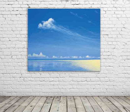 Shoreline On Alphonse painting by Derek Hare - White brick wall