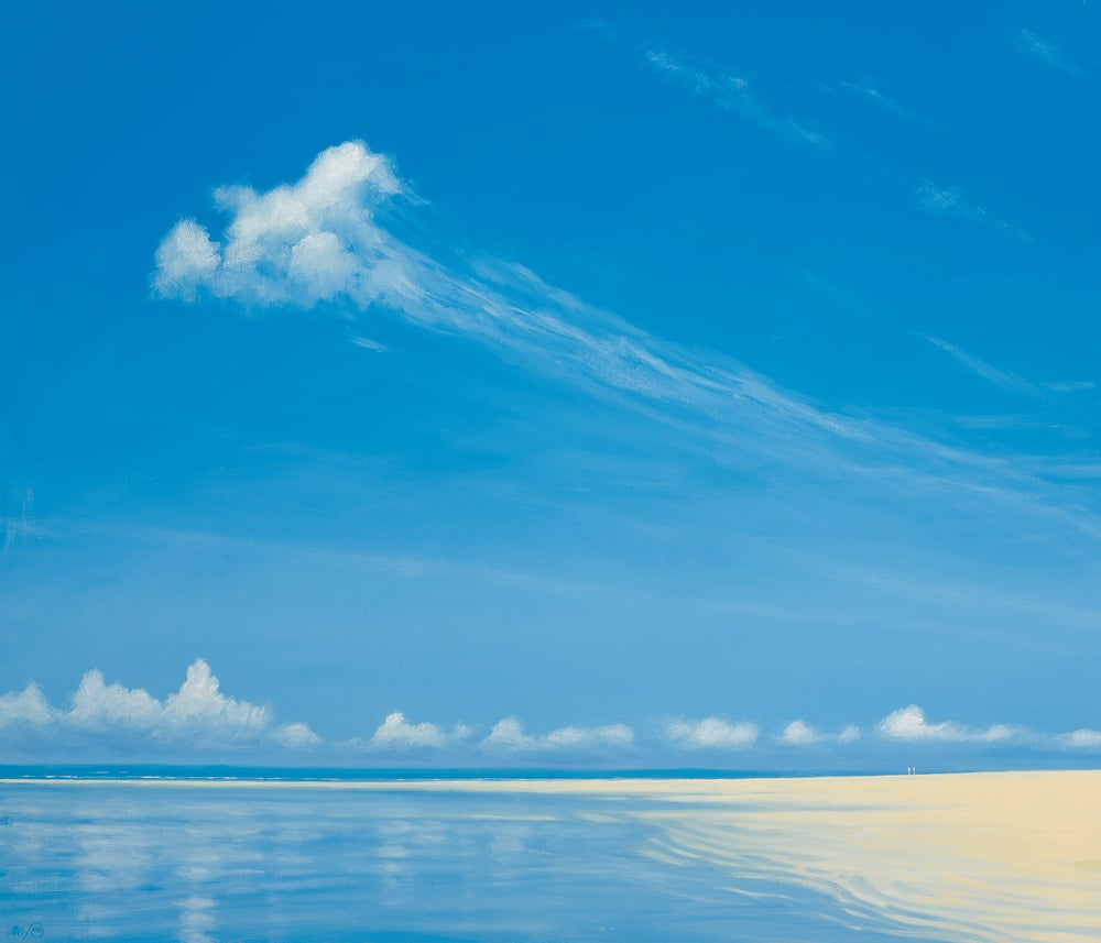 Original Seascape Painting Blue Sky Canvas Beach Art Ocean Art Prints