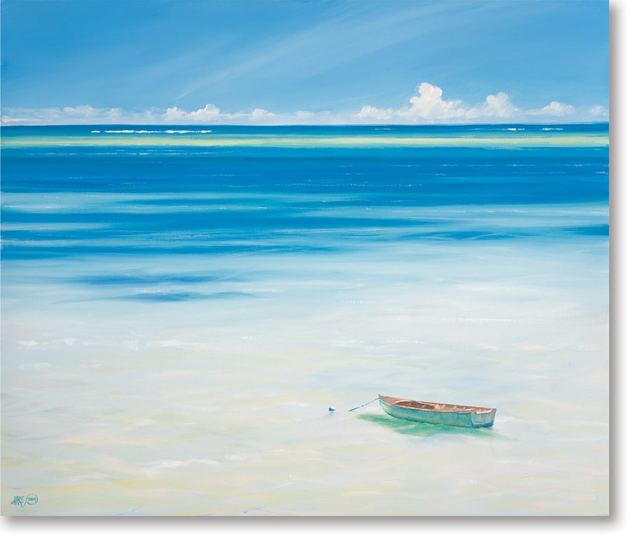 Boat Off Anse Royale, Mahé painting by Derek Hare