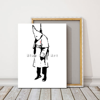 Banksy ku klux klan oil painting on canvas - studio showcase white wall