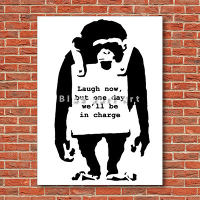 Banksy Monkey - with the red bricks wall