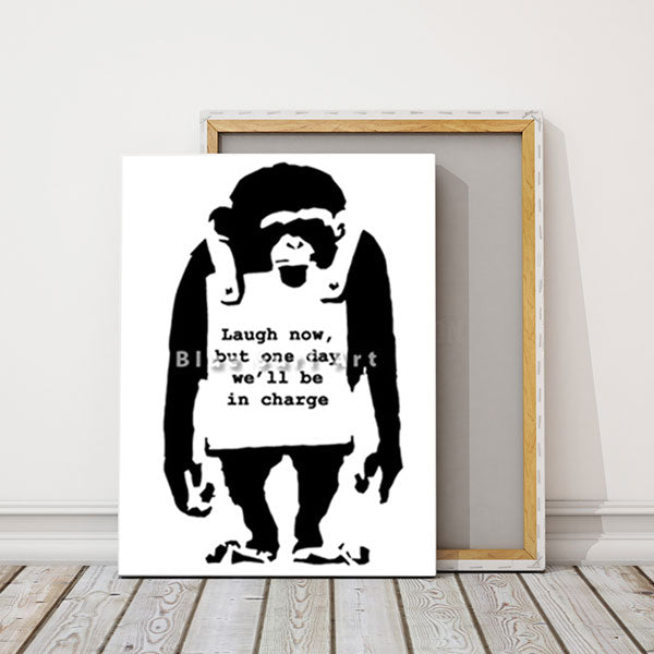 Banksy Monkey - white wall