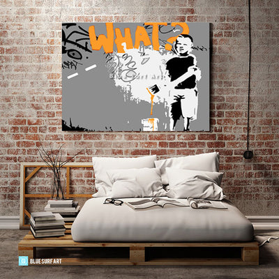 Banksy What Oil Painting on Canvas  - loft bedroom showcase