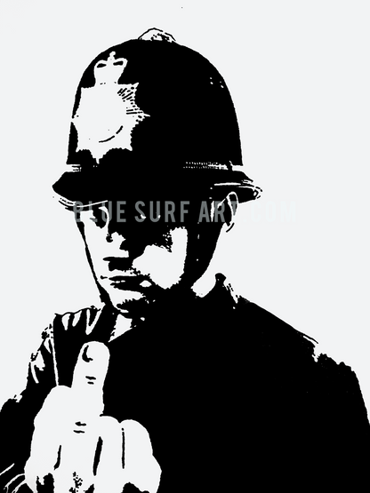 Banksy Angry Policeman 100% Hand Painted Oil Painting on Canvas I BSA