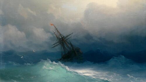 Shipwreck On Stormy Seas by Ivan Aivazovsky Reproduction Painting by Blue Surf Art