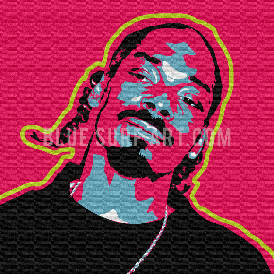 Snoop Dogg Canvas Art Oil Painting, Hip Hop Rapper Wall Art - Blue Surf Art
