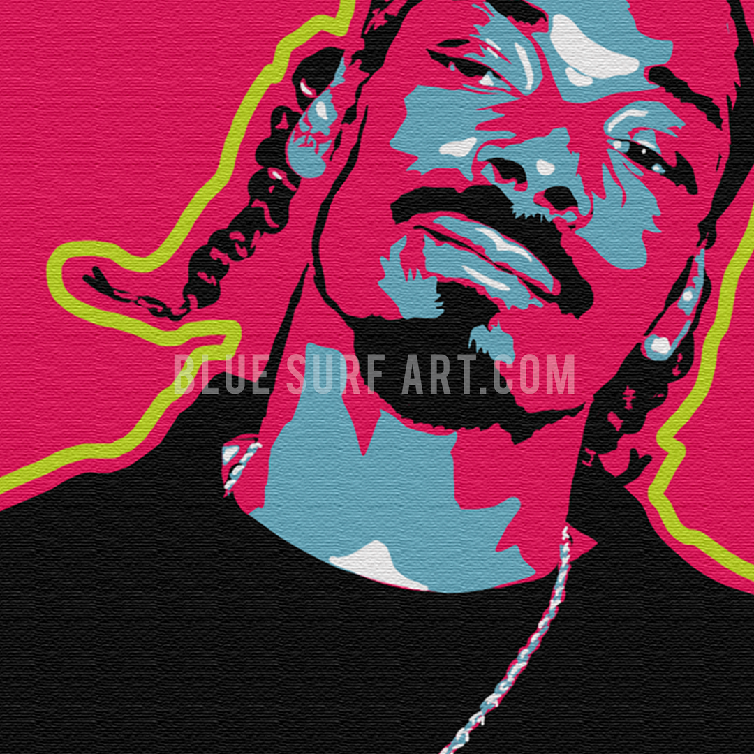 Snoop Dogg Canvas Art Oil Painting, Hip Hop Rapper Wall Art - close up