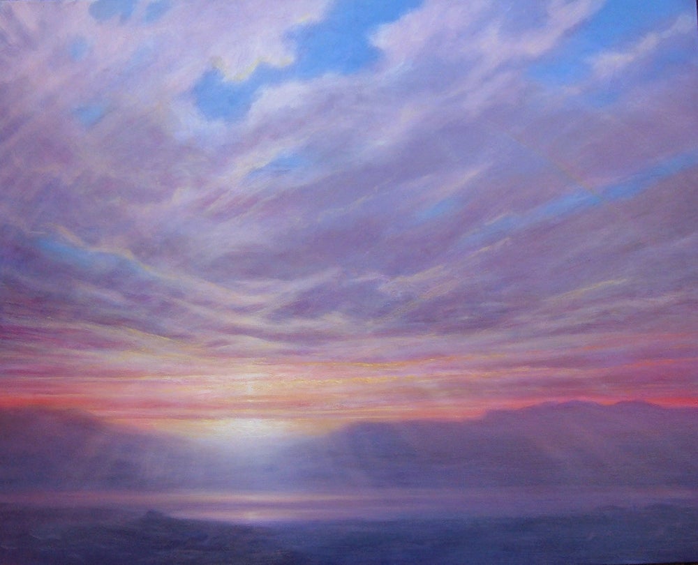 Sunrise Painting Original Seascape Oil on Canvas Ocean Horizon Art Prints 