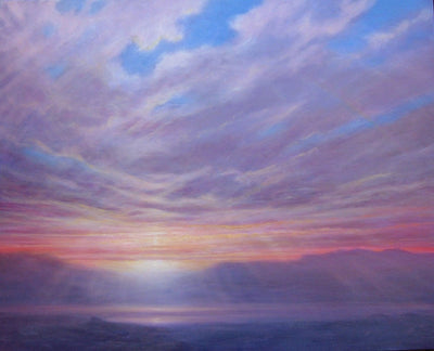 Sunrise Painting Original Seascape Oil on Canvas Ocean Horizon Art Prints 
