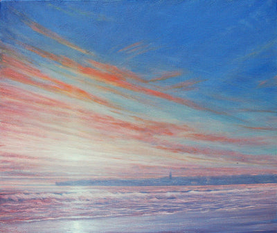 Original Sunrise Wall Art Seascape Painting Skylines Sea Art Oil on Canvas
