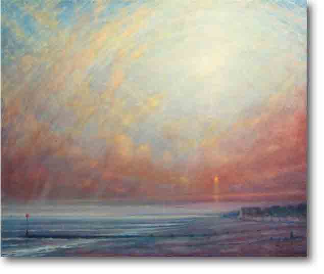 Sunset At Ferring Painting by Derek Hare