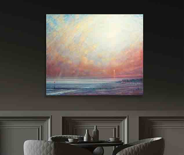 Sunset At Ferring Painting by Derek Hare - dark grey color wall