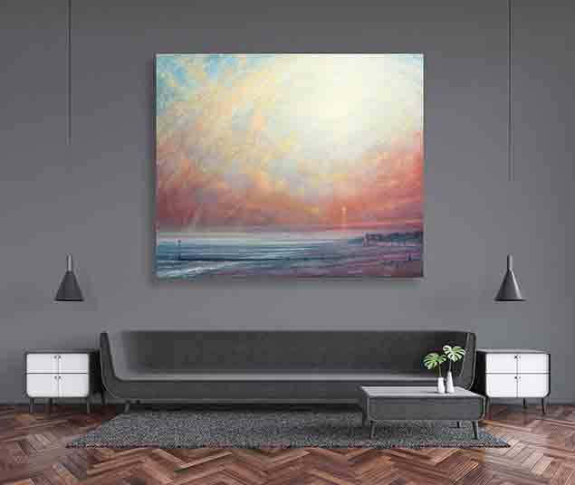 Sunset At Ferring Painting by Derek Hare - living room