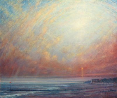 Sunset Canvas Art Original Seascape Painting on Canvas Ocean Blue Sky Wall Art