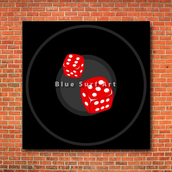 The dice - red bricks wall