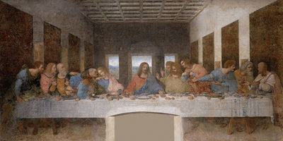 The Last Supper Leonardo da Vinci Reproduction 100% Hand Painted Art. Blue Surf Art