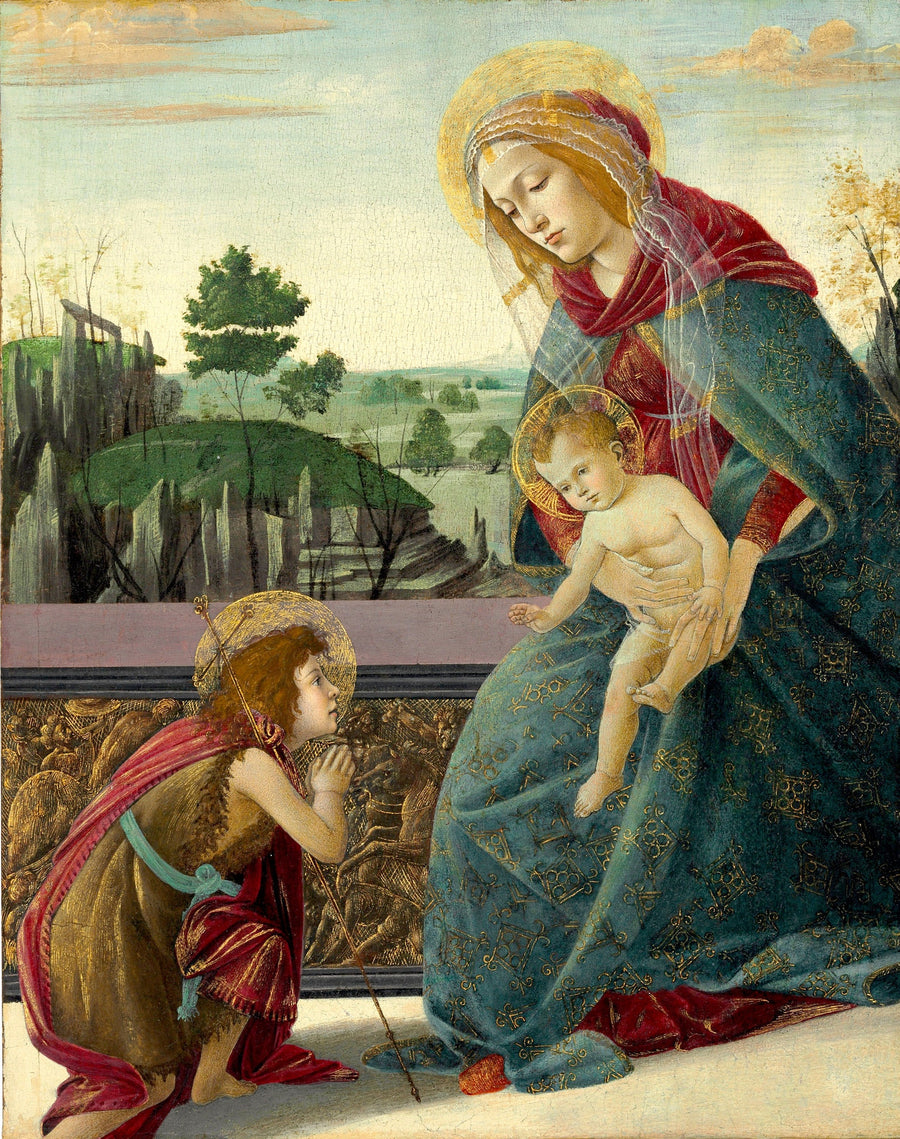 Madonna and Child with Young Saint John the Baptist Portrait of a Young Woman  by Sandro Botticelli I Blue Surf Art