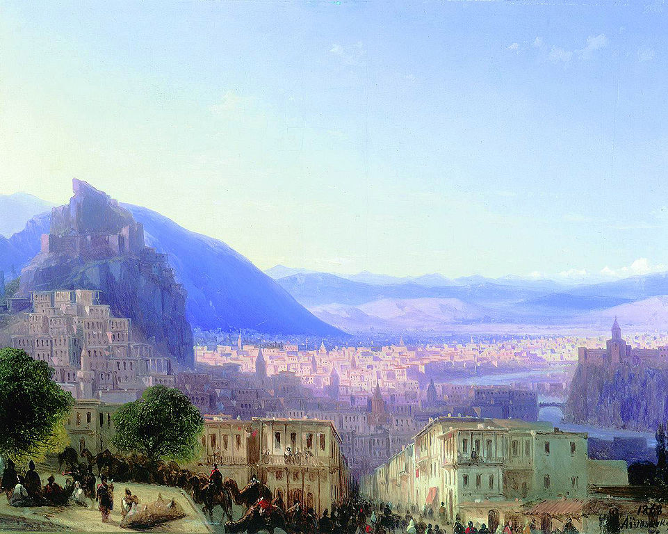View of Tiflis (Tbilisi) in 1868 by Ivan Aivazovsky Reproduction Painting by Blue Surf Art