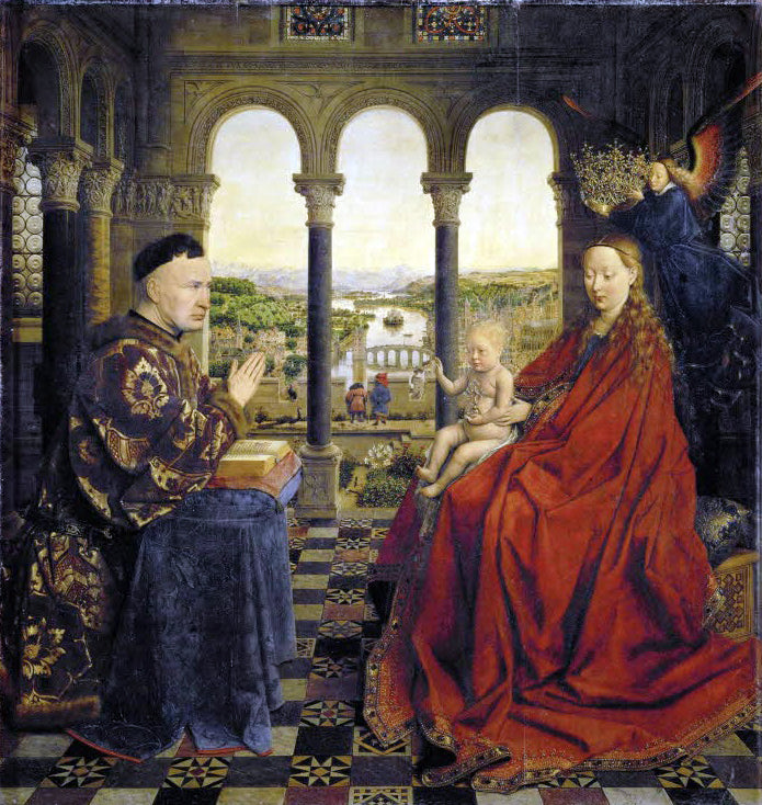 Madonna of Chancellor Rolin by Jan Van Eyck Reproduction Painting by Blue Surf Art