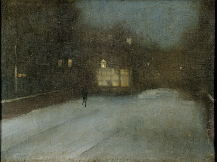 Nocturne in Grey and Gold: Chelsea Snow by James Abbott McNeill Whistler Reproduction Painting by Blue Surf Art