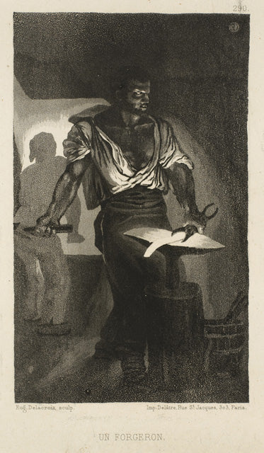 A Blacksmith by Eugène Delacroix Reproduction Painting by Blue Surf Art