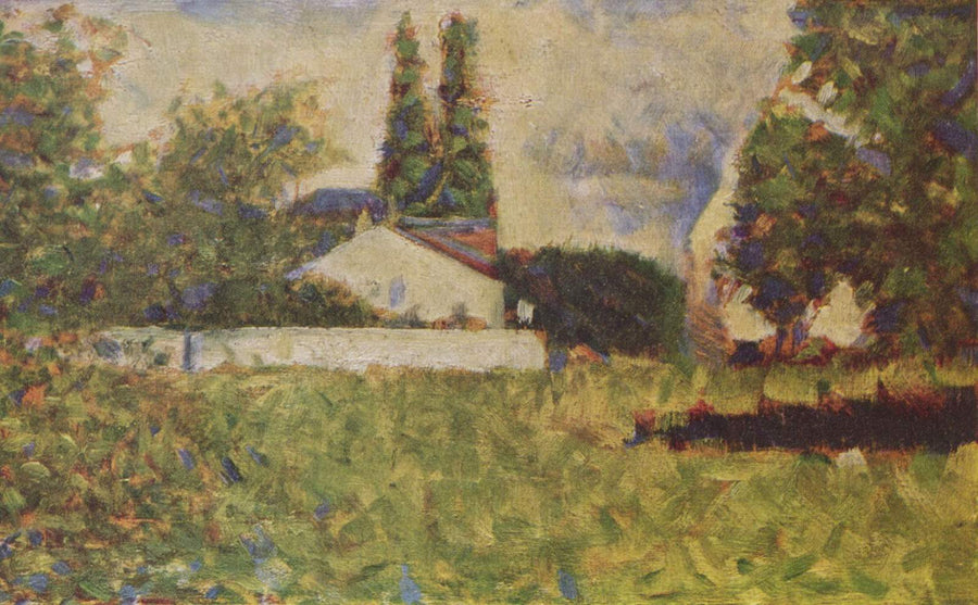 A house between trees by Georges Seurat Reproduction Painting by Blue Surf Art