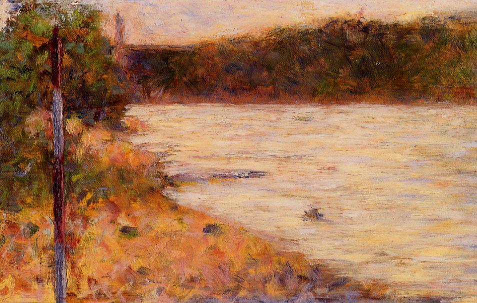 A River Bank (The Seine at Asnieres) by Georges Seurat Reproduction Painting by Blue Surf Art