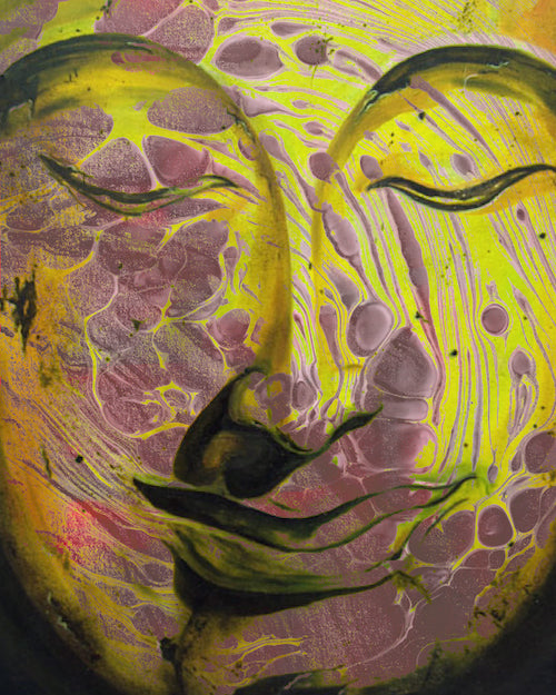 Abstract Asian Art Buddha Portrait Original Oil on Canvas
