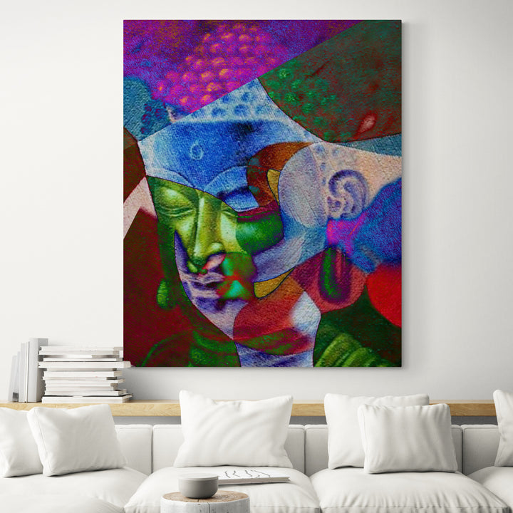 Multi Colour Buddha Art in Abstract Style - living room