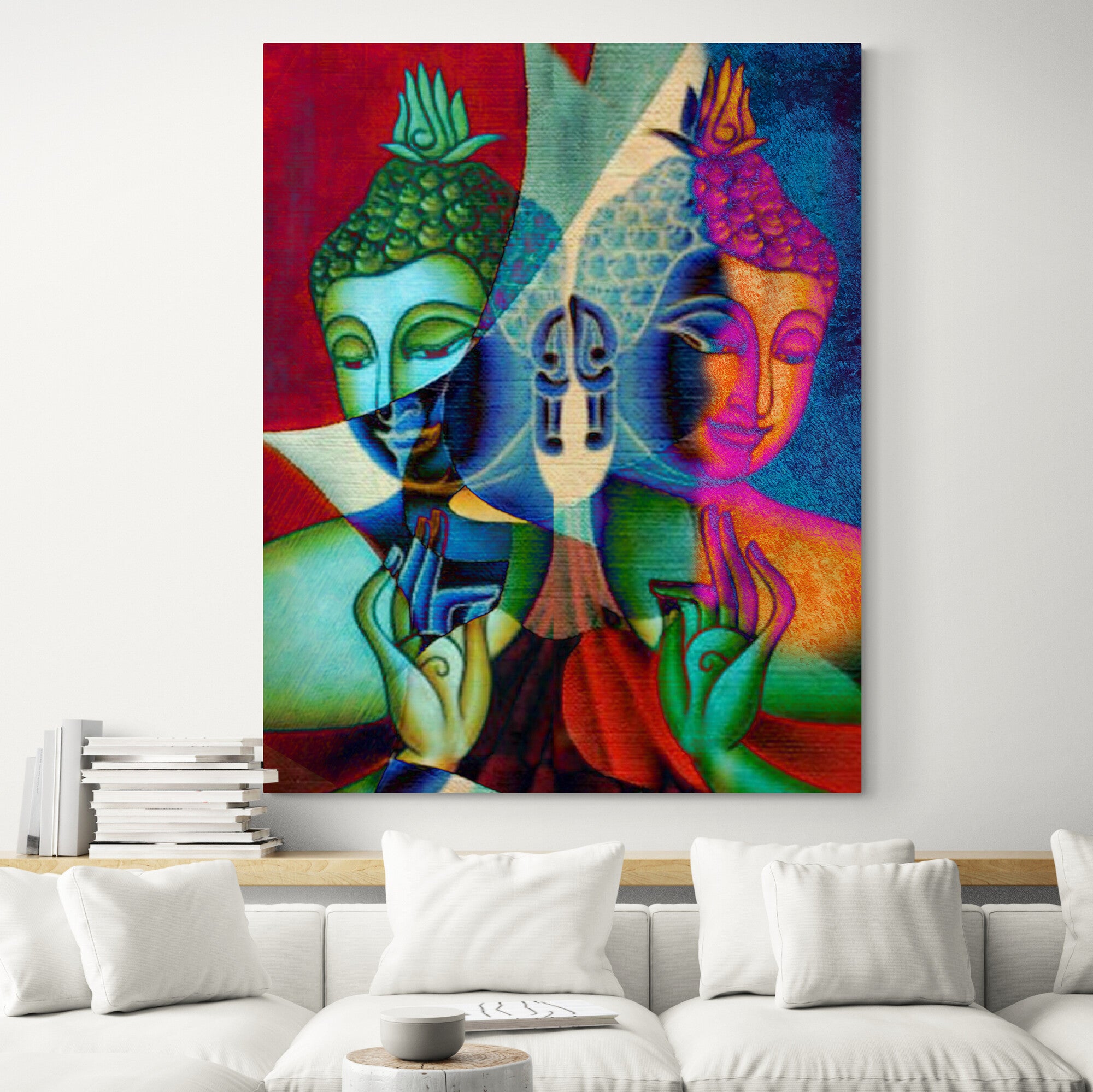 Multi Colour Buddha Portrait in Abstract Style - Living room