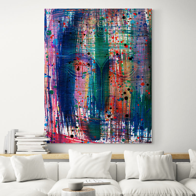 Multi Colour Buddha Portrait in Abstract Style Wall Art - living room