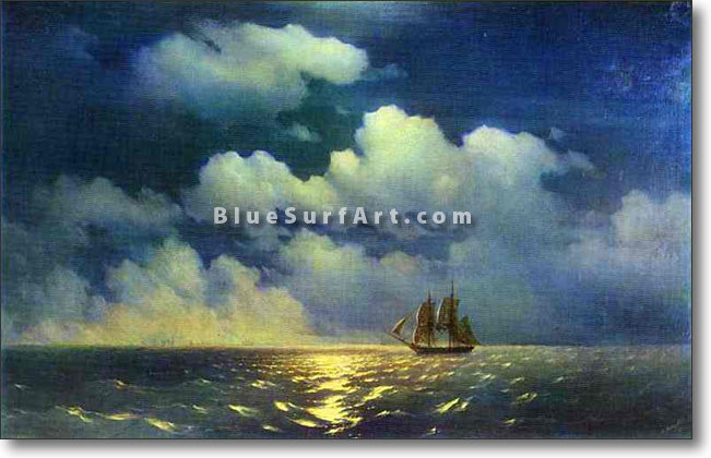 Meeting of the Brig Mercury with the Russian Squadron by Ivan Aivazovsky Reproduction Painting by Blue Surf Art