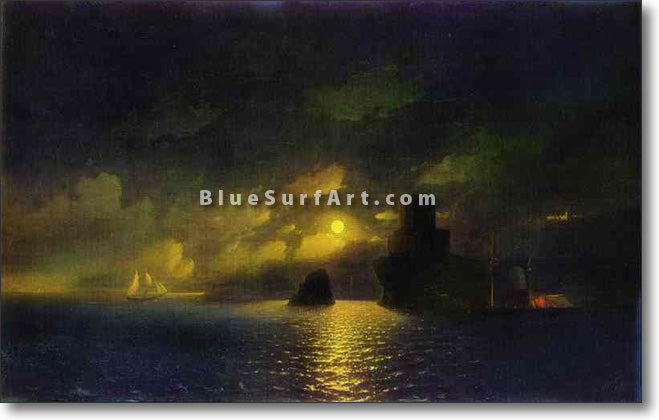 Moonlit Night by Ivan Aivazovsky Reproduction Painting by Blue Surf Art