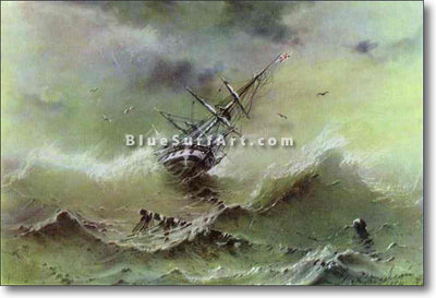 Storm by Ivan Aivazovsky Reproduction Painting by Blue Surf Art