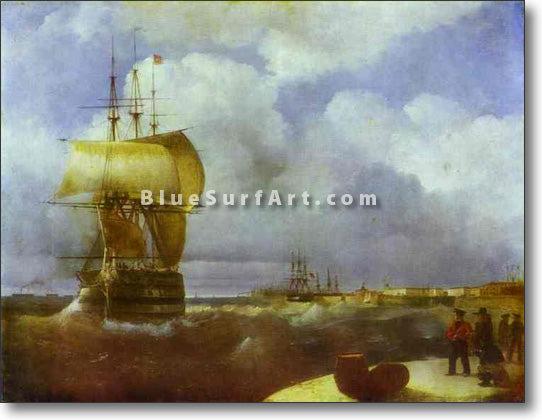 The Great Roads at Kronstadt by Ivan Aivazovsky Reproduction Painting by Blue Surf Art