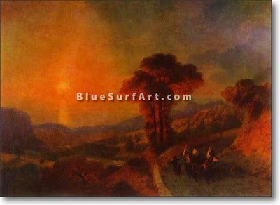 View of the Sea from the Mountains at Sunset by Ivan Aivazovsky Reproduction Painting by Blue Surf Art