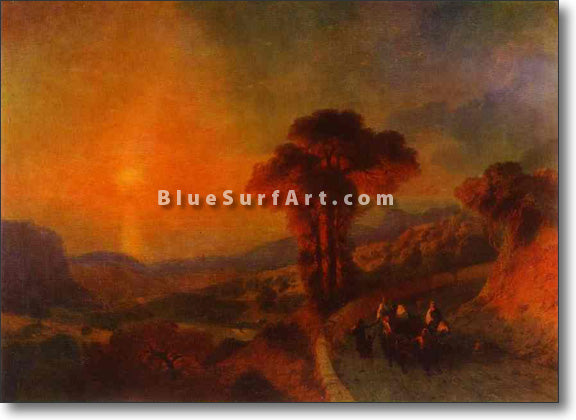 View of the Sea from the Mountains at Sunset by Ivan Aivazovsky Reproduction Painting by Blue Surf Art