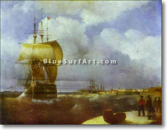 The Great Roads at Kronstadt by Ivan Aivazovsky Reproduction Painting by Blue Surf Art