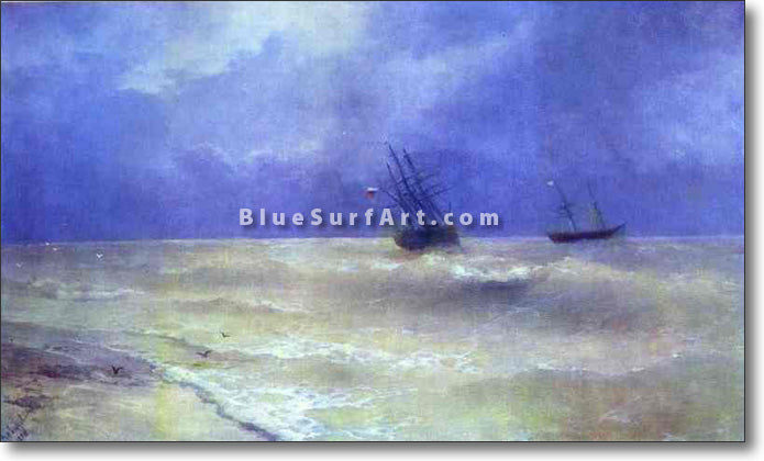 Breakers on the Crimean Coast by Ivan Aivazovsky Reproduction Painting by Blue Surf Art