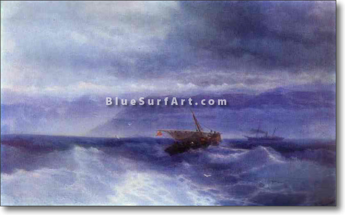 The Caucasian Range from the Sea by Ivan Aivazovsky Reproduction Painting by Blue Surf Art