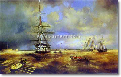 The Roads at Kronstadt by Ivan Aivazovsky Reproduction Painting by Blue Surf Art